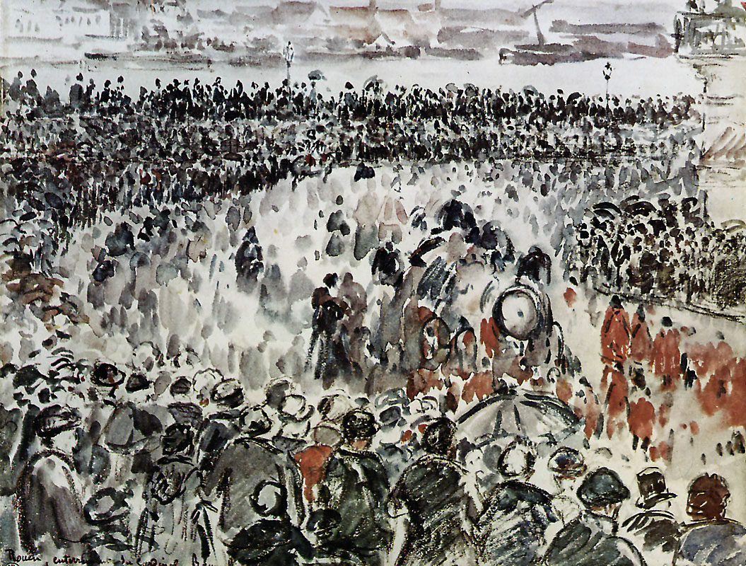 Rouen burial of Cardinal Bonnechose - Camille Pissarro Paintings